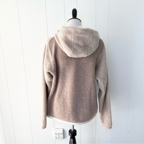 Women's Outdoor Voices MegaFleece Snap Up Hoodie Wool Blend Beige Sz S *stains - Picture 7 of 16